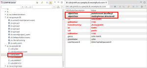 Extended LDAP account with posixAccount attributes and group membership, result in LDAP